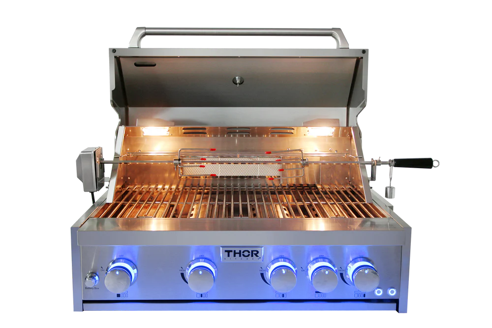 32 Inch 4-Burner Gas BBQ Grill with Rotisserie