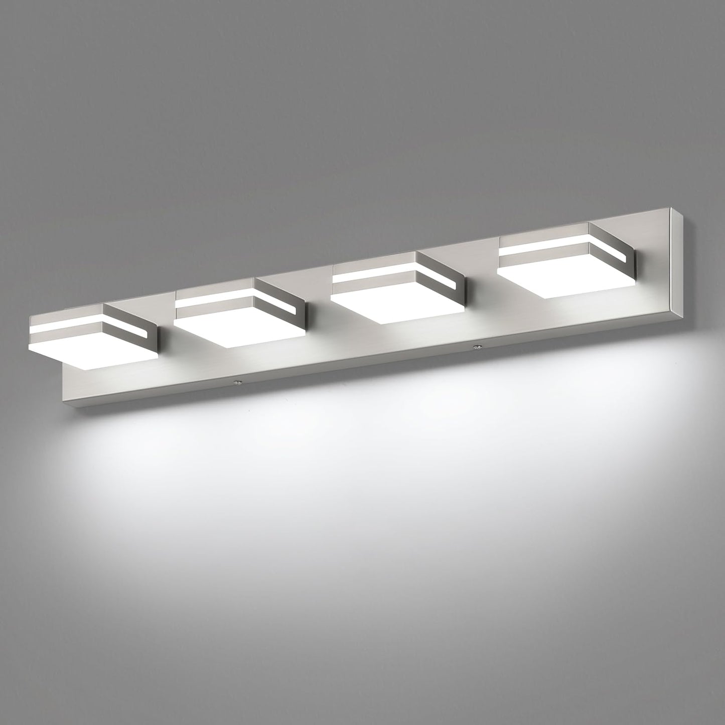 LED Modern Bathroom Vanity Light Fixtures (3-Light, 24-Inch), Matte Black Modern Acrylic Bathroom Wall Lighting Fixtures Over Mirror (Cool White 6000K)