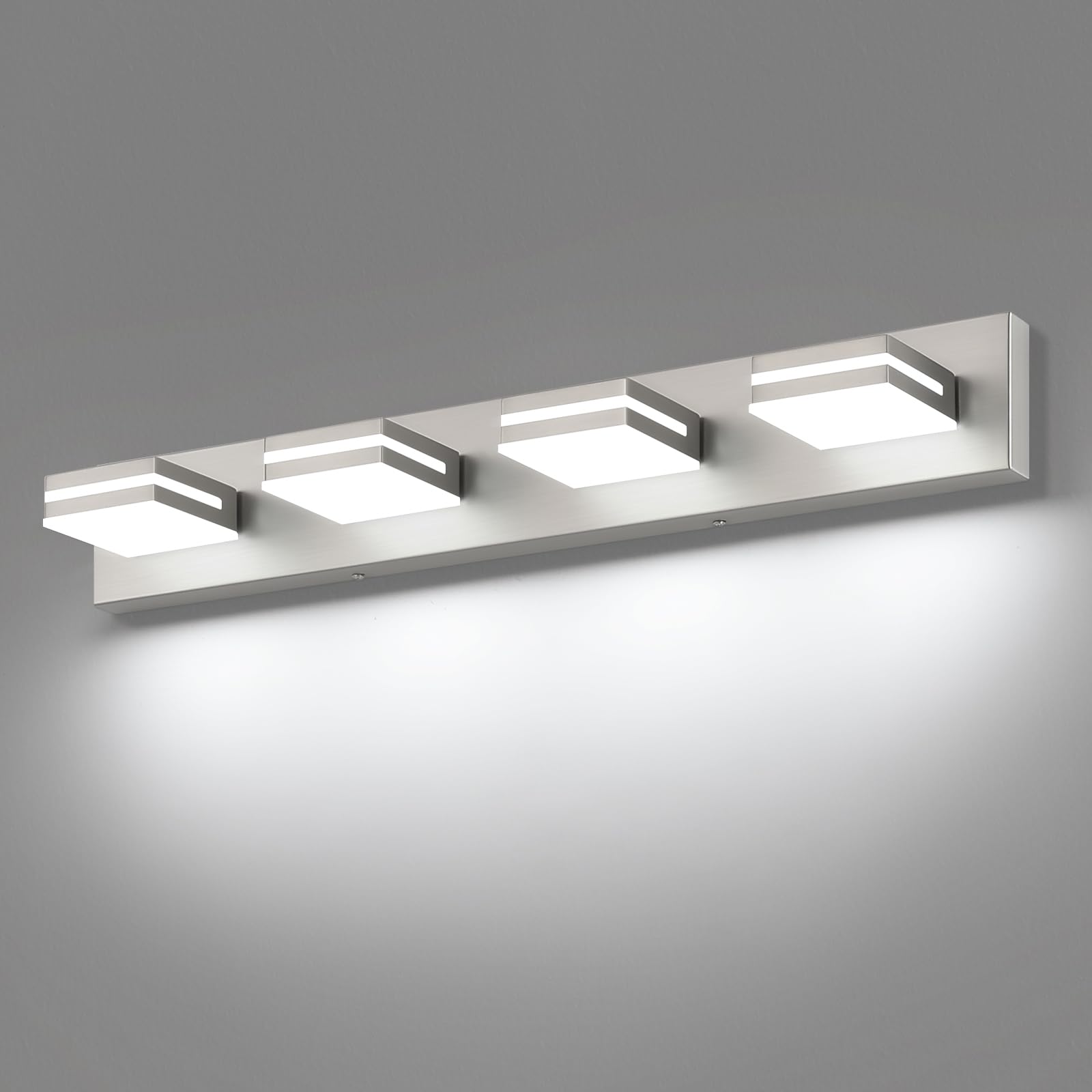 LED Modern Bathroom Vanity Light Fixtures (3-Light, 24-Inch), Matte Black Modern Acrylic Bathroom Wall Lighting Fixtures Over Mirror (Cool White 6000K)