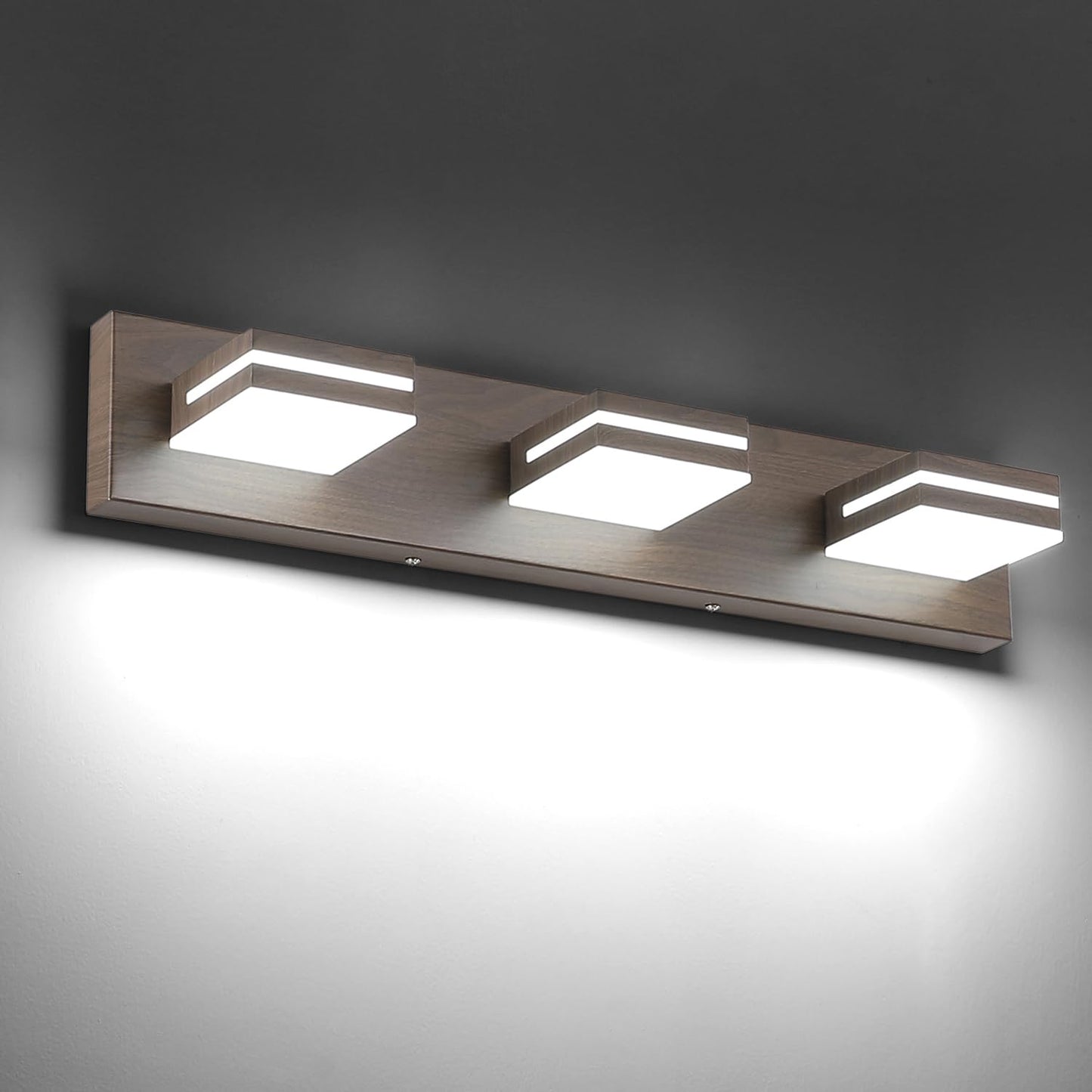 LED Modern Bathroom Vanity Light Fixtures (3-Light, 24-Inch), Matte Black Modern Acrylic Bathroom Wall Lighting Fixtures Over Mirror (Cool White 6000K)