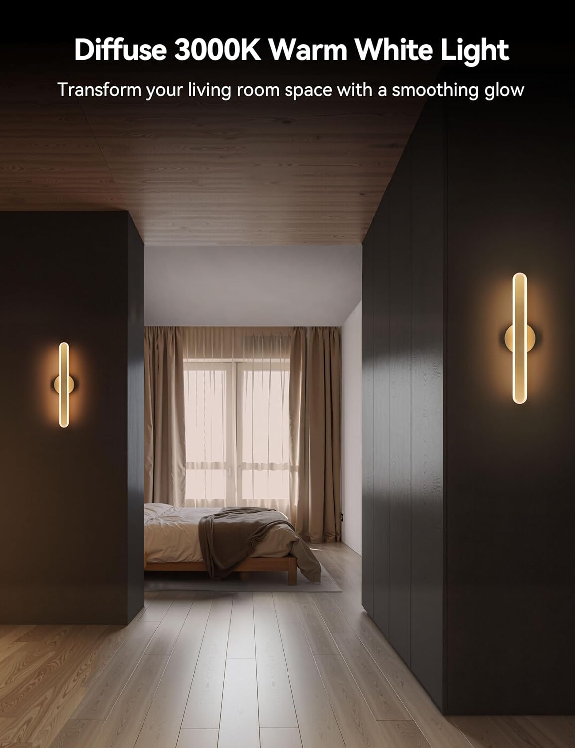 Tubicen Gold Bathroom Vanity Light Wall Light Fixture Over Mirror 10W LED Dimmable Modern Bathroom Sconce 21.6in Linear Wall Lights 3000K